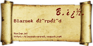 Blazsek Árpád névjegykártya